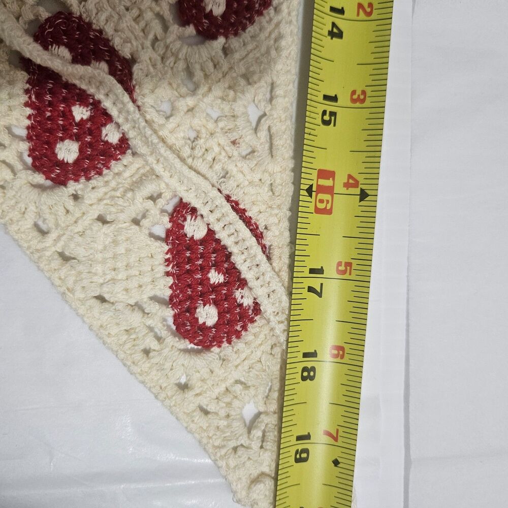 Crochet Mushroom Bandana Hair Scarf Aminita Muscaria Hippy Boho Cute - Picture 4 of 4